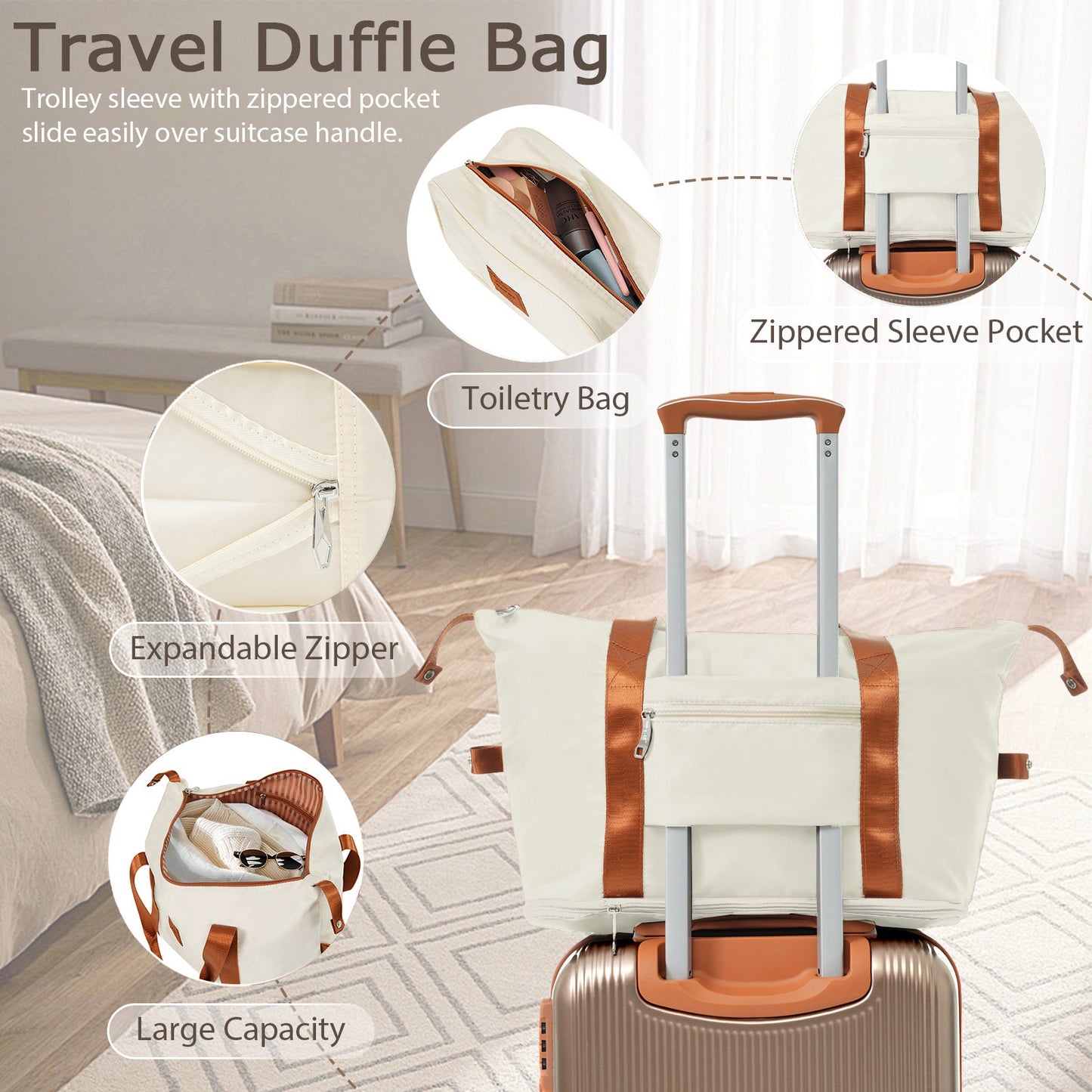 Black and Copper and Cream 3-Piece ABS Hardshell Carry-On Luggage Set