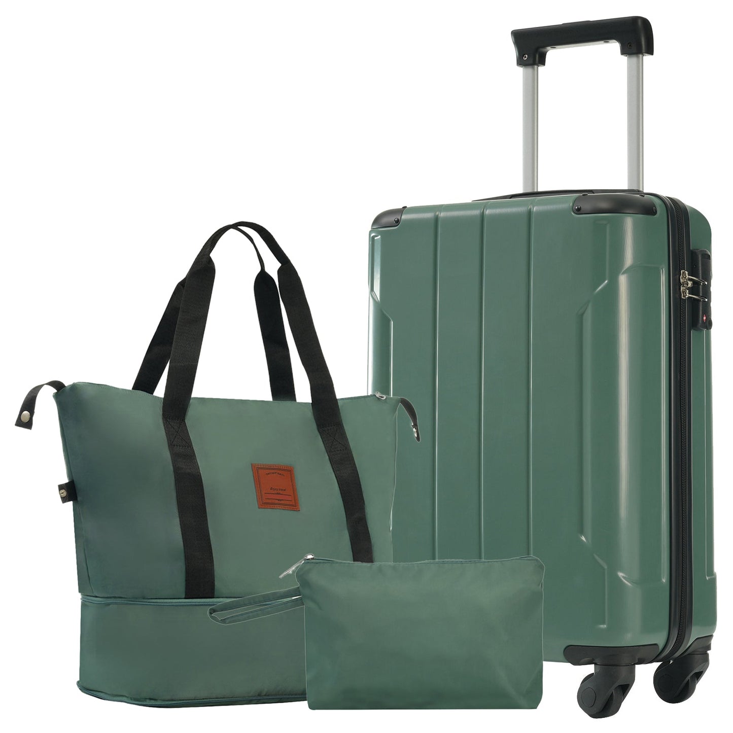 Luggage Set Black Brown ABS for travel organization