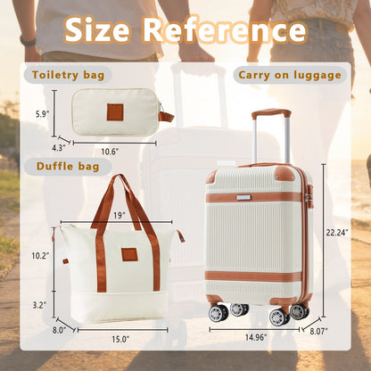 Black and Copper and Cream 3-Piece ABS Hardshell Carry-On Luggage Set