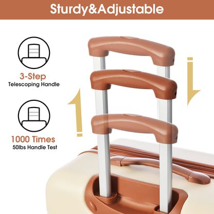 Luggage Set Brown+White ABS for travel organization