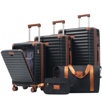 5-Piece ABS Hardshell Carry-On Luggage Set with Spinner Wheels,