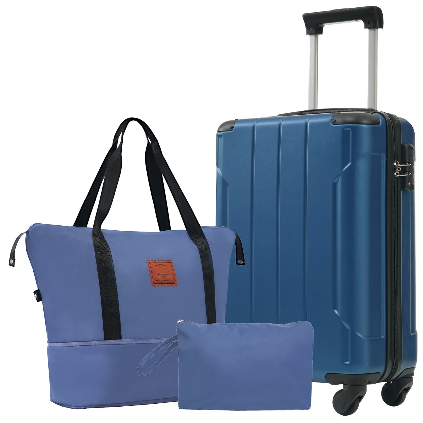 Luggage Set Black Brown ABS for travel organization