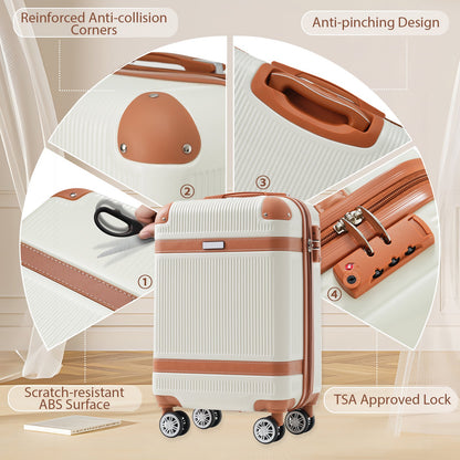 Black and Copper and Cream 3-Piece ABS Hardshell Carry-On Luggage Set