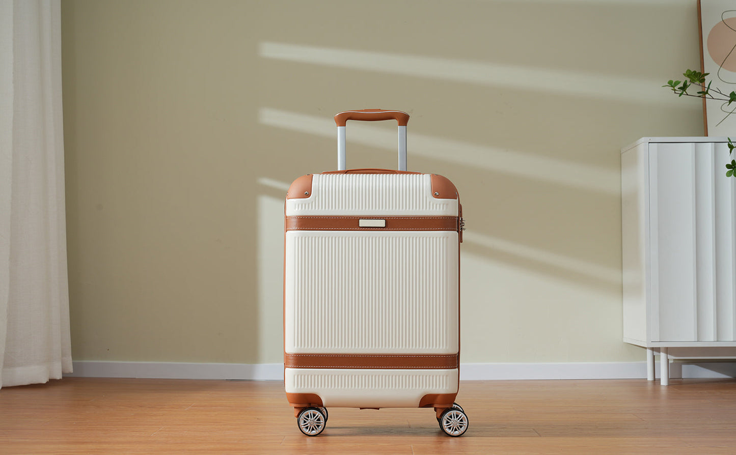 Black and Copper and Cream 3-Piece ABS Hardshell Carry-On Luggage Set