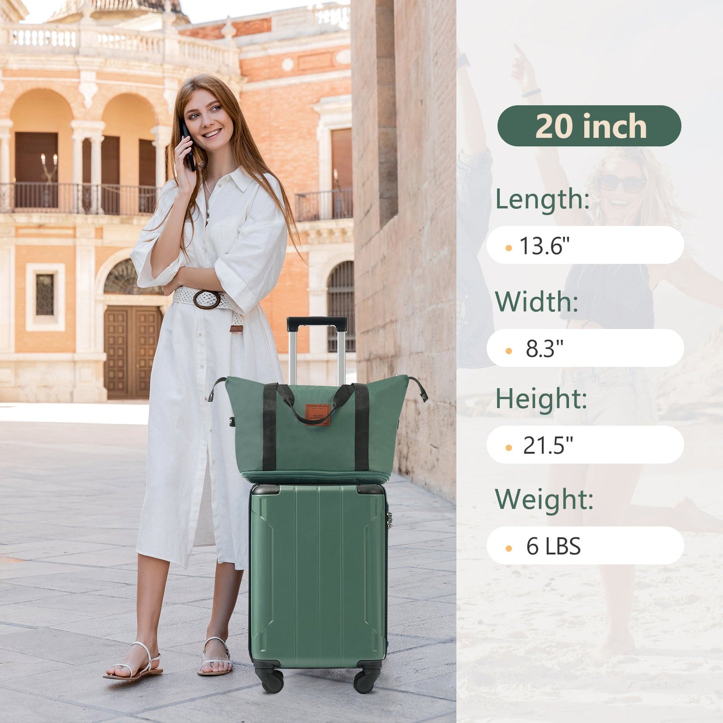 Luggage Set Black Brown ABS for travel organization