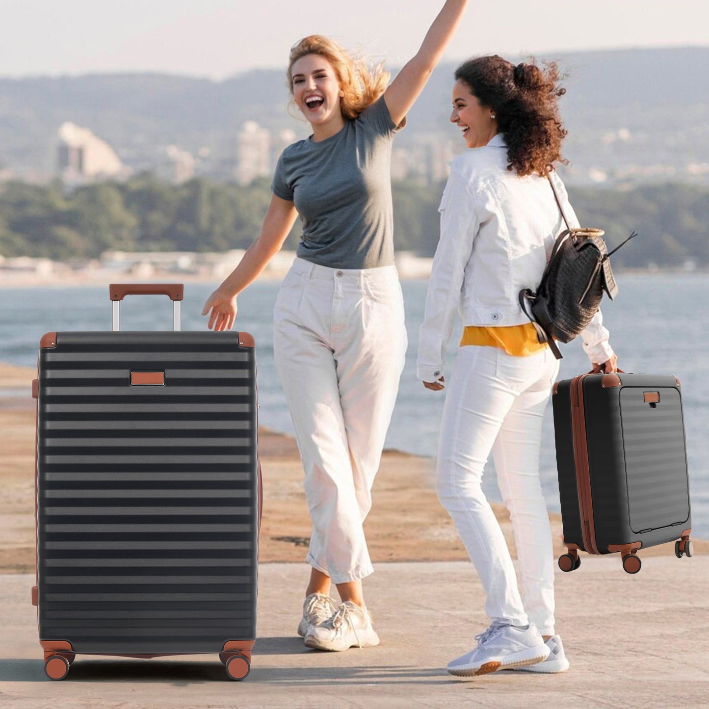 5-Piece ABS Hardshell Carry-On Luggage Set with Spinner Wheels,