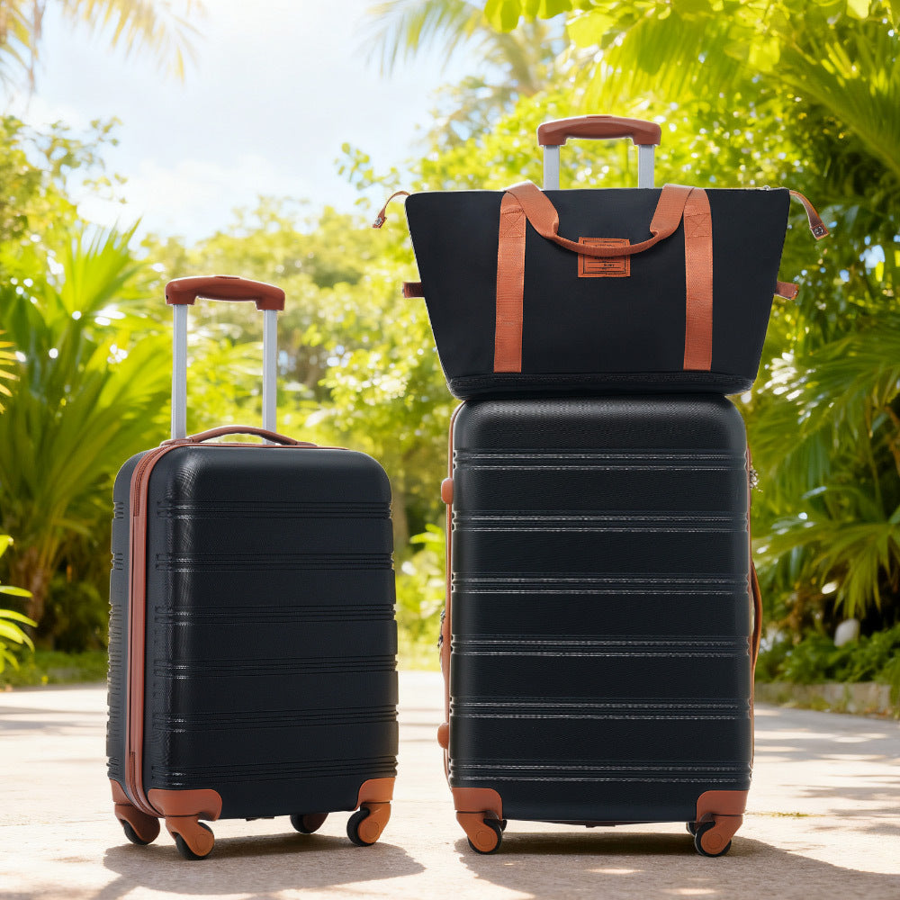 Luggage Set Brown+White ABS for travel organization