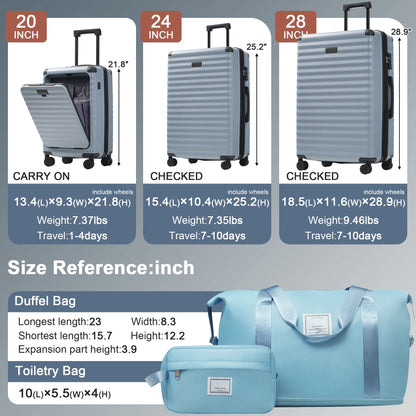 5-Piece ABS Hardshell Carry-On Luggage Set with Spinner Wheels,