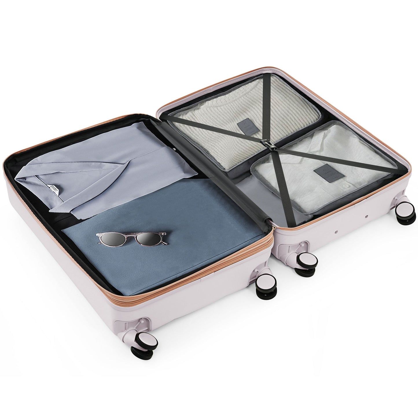 Luggage Set Light Gray ABS for travel organization