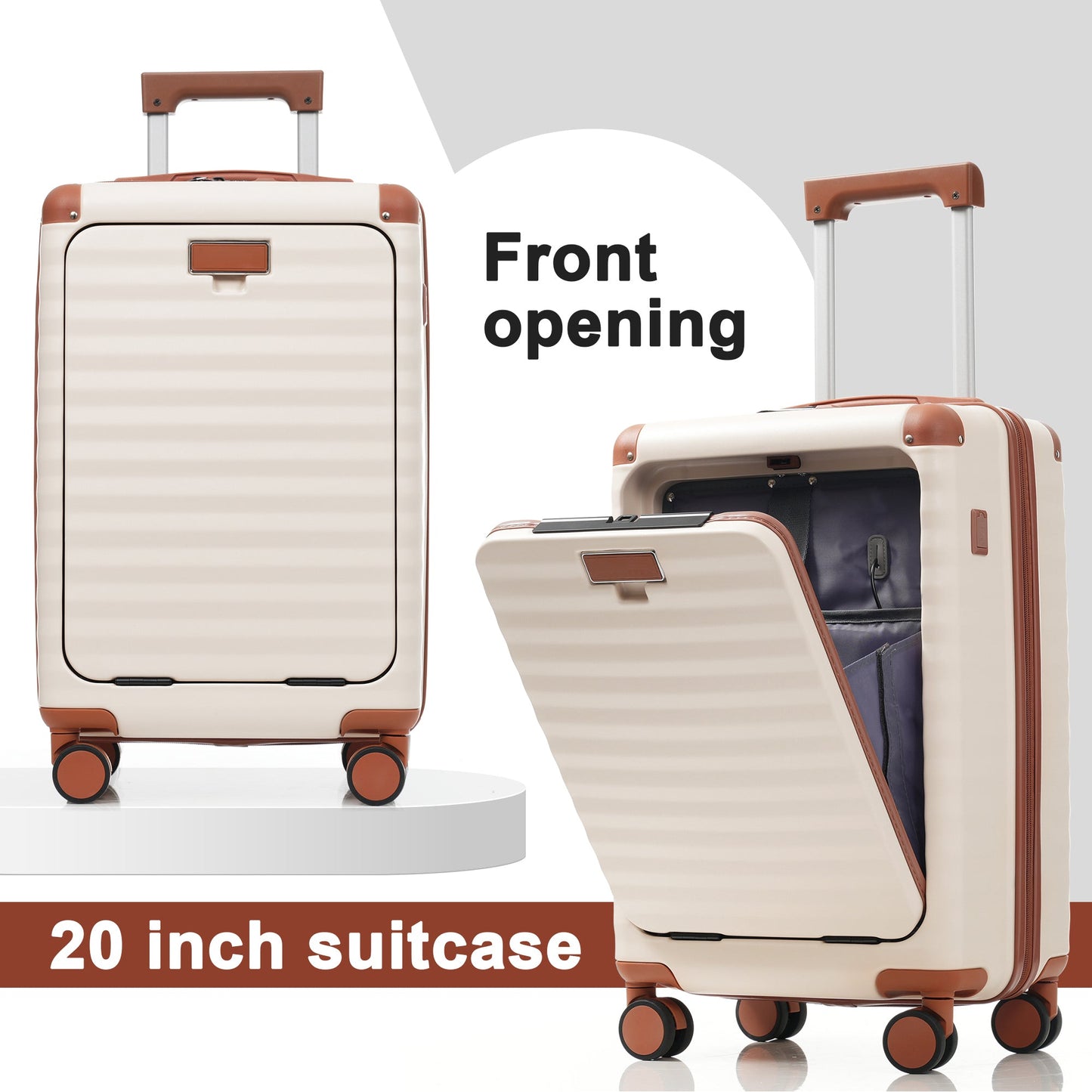 5-Piece ABS Hardshell Carry-On Luggage Set with Spinner Wheels,