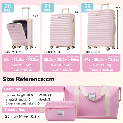 5-Piece ABS Hardshell Carry-On Luggage Set with Spinner Wheels,