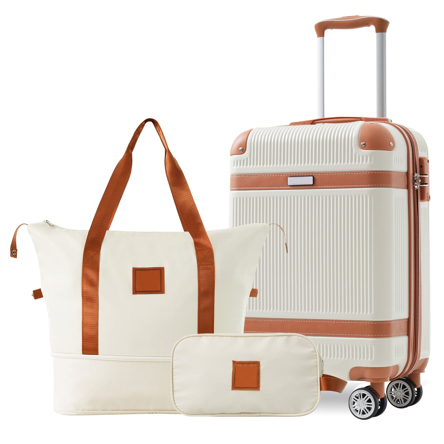 Black and Copper and Cream 3-Piece ABS Hardshell Carry-On Luggage Set