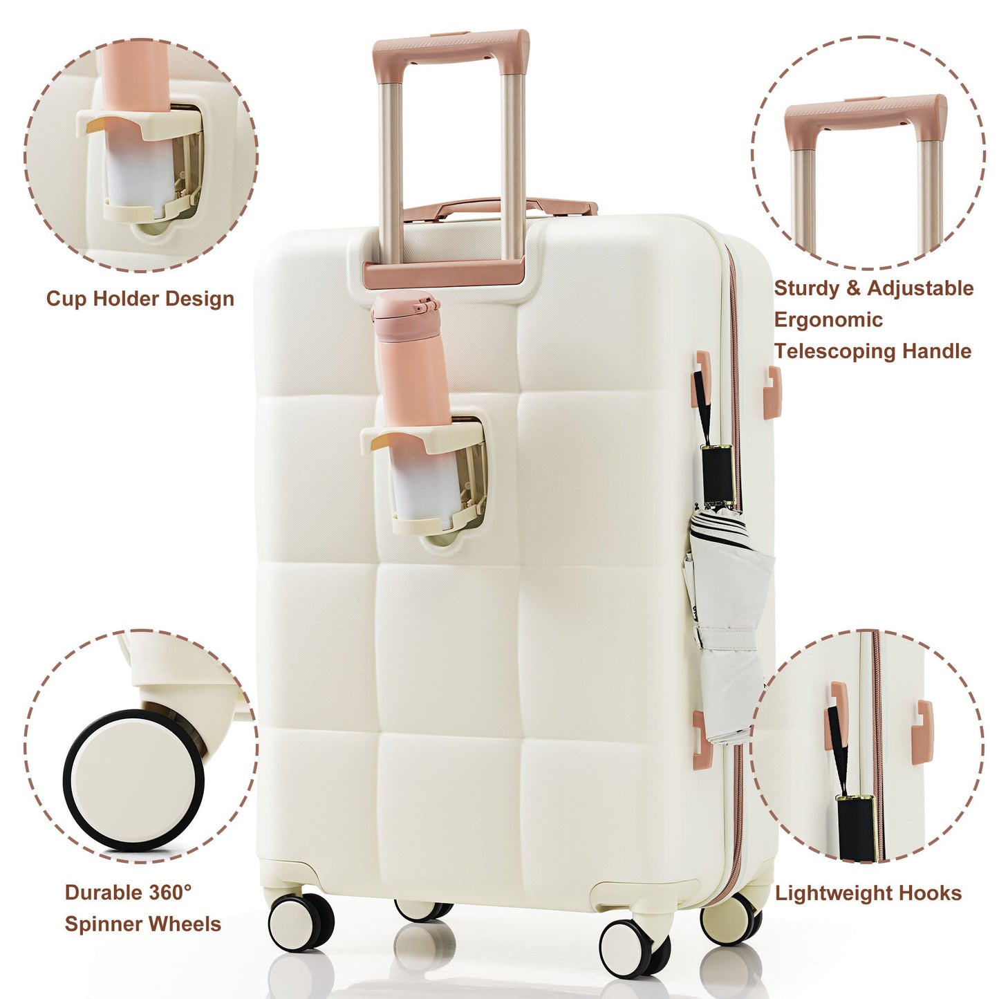 Luggage Set Light Gray ABS for travel organization
