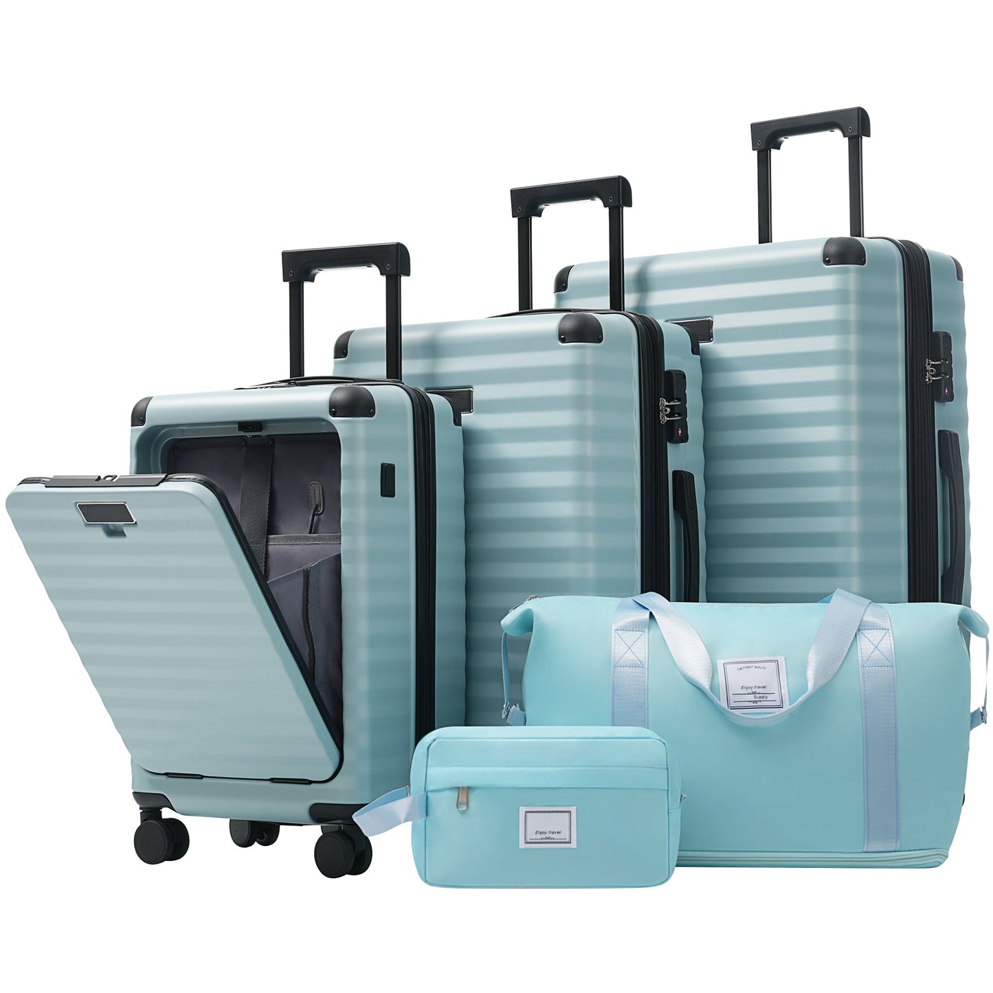 5-Piece ABS Hardshell Carry-On Luggage Set with Spinner Wheels,