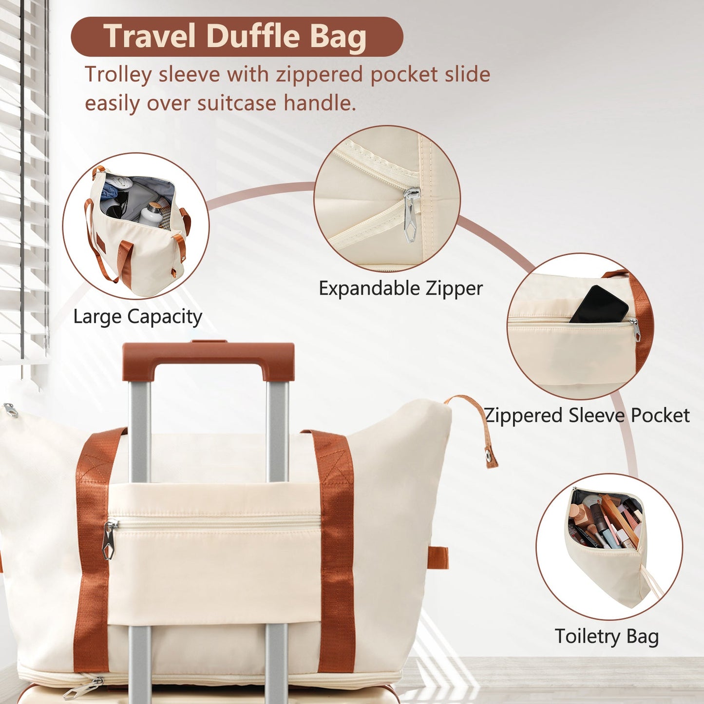 Luggage Set Black Brown ABS for travel organization