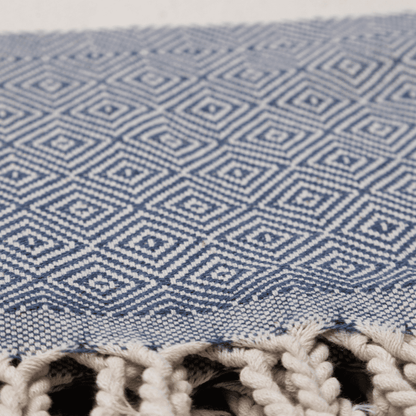 Beach Spa Turkish Hammam Towel Diamant Blue