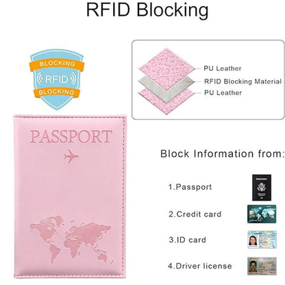 PU Leather Passport Cover For Men & Women Organizer - Protective Card
