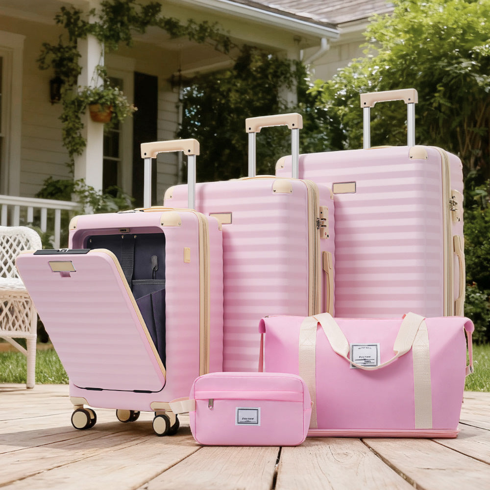 Luggage Sets 5 Piece with Front Opening , Hardside Expandable Carry on
