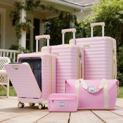 Luggage Sets 5 Piece with Front Opening , Hardside Expandable Carry on
