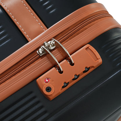 Black and Copper and Cream 3-Piece ABS Hardshell Carry-On Luggage Set