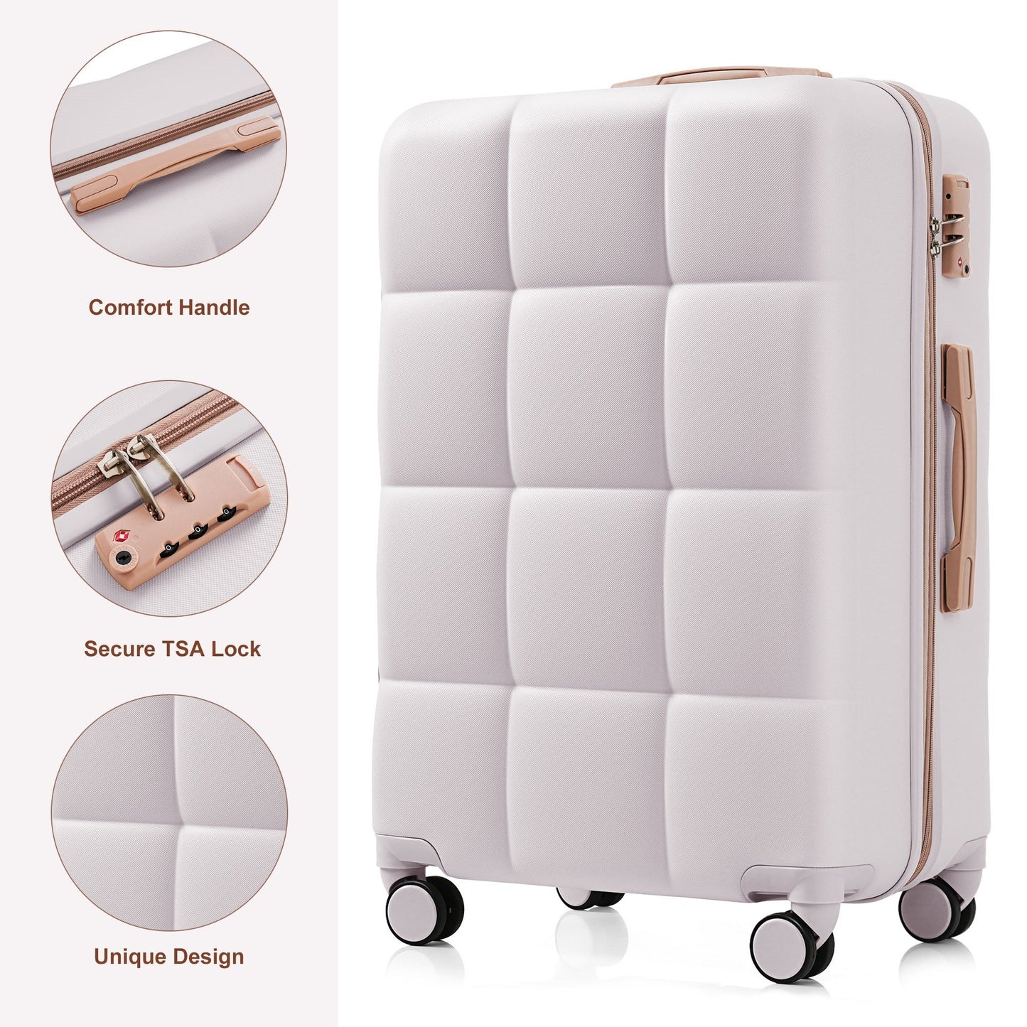 Luggage Set Light Gray ABS for travel organization