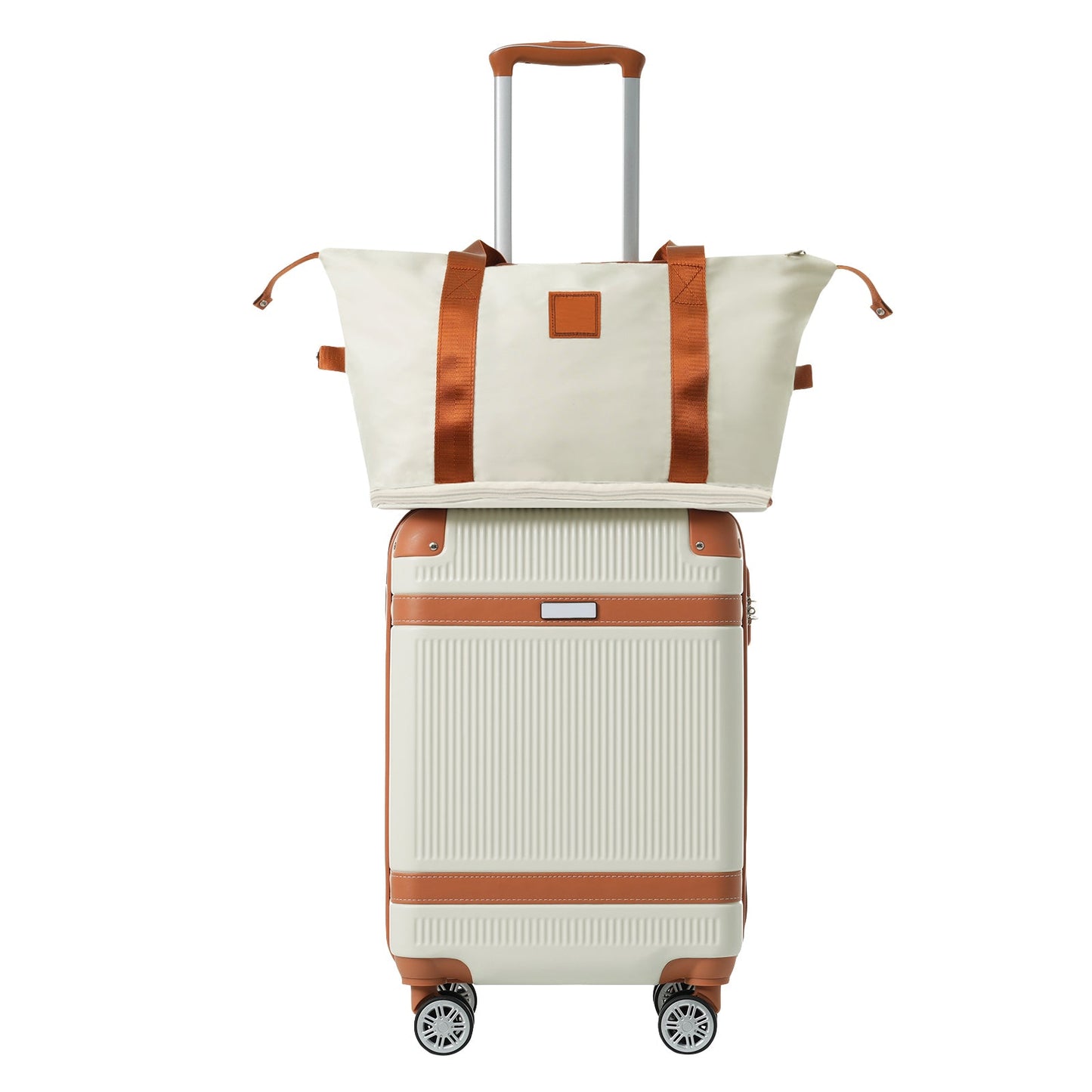 Black and Copper and Cream 3-Piece ABS Hardshell Carry-On Luggage Set