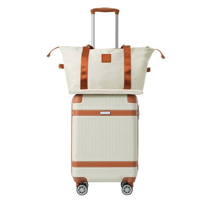 Black and Copper and Cream 3-Piece ABS Hardshell Carry-On Luggage Set