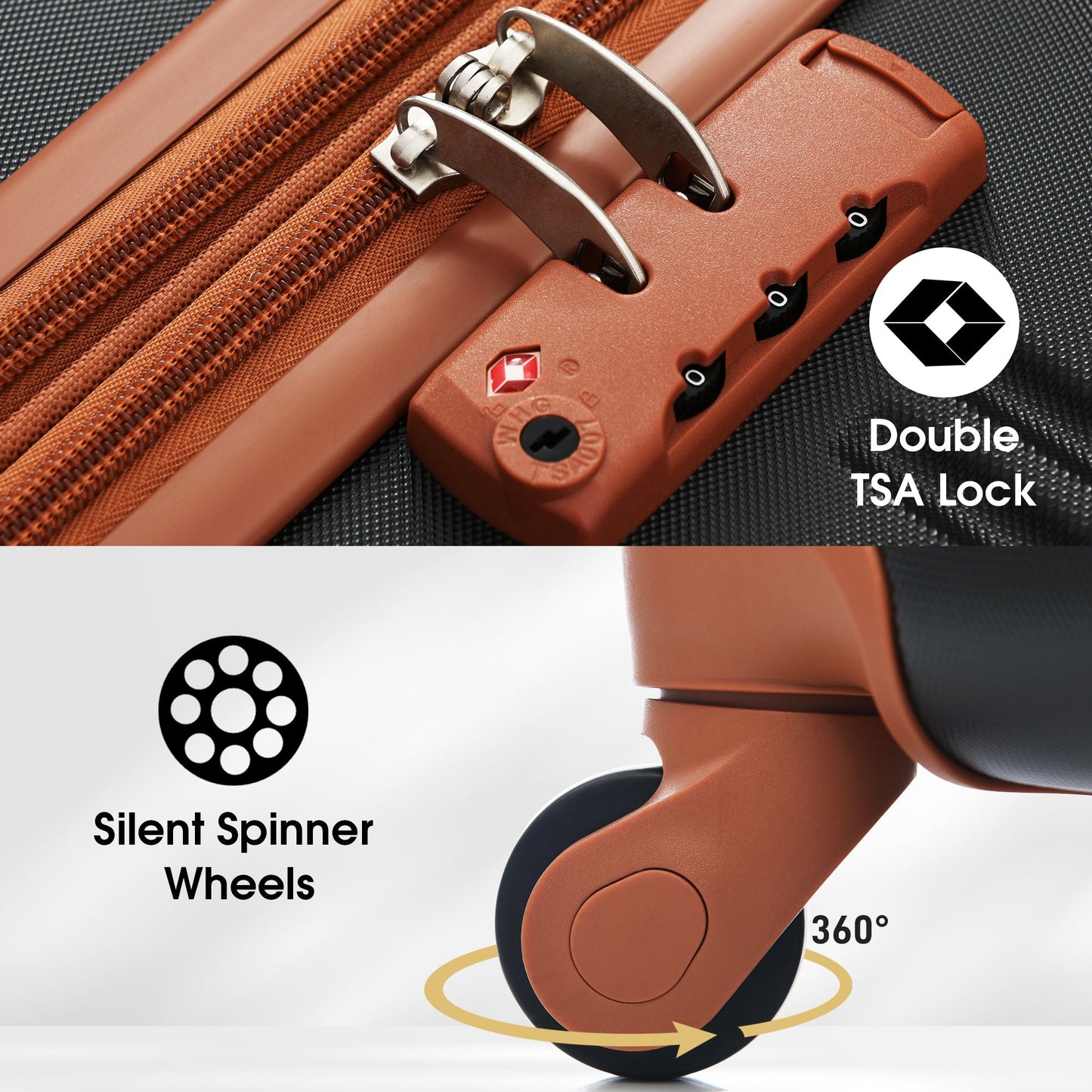 Luggage Set Brown+White ABS for travel organization