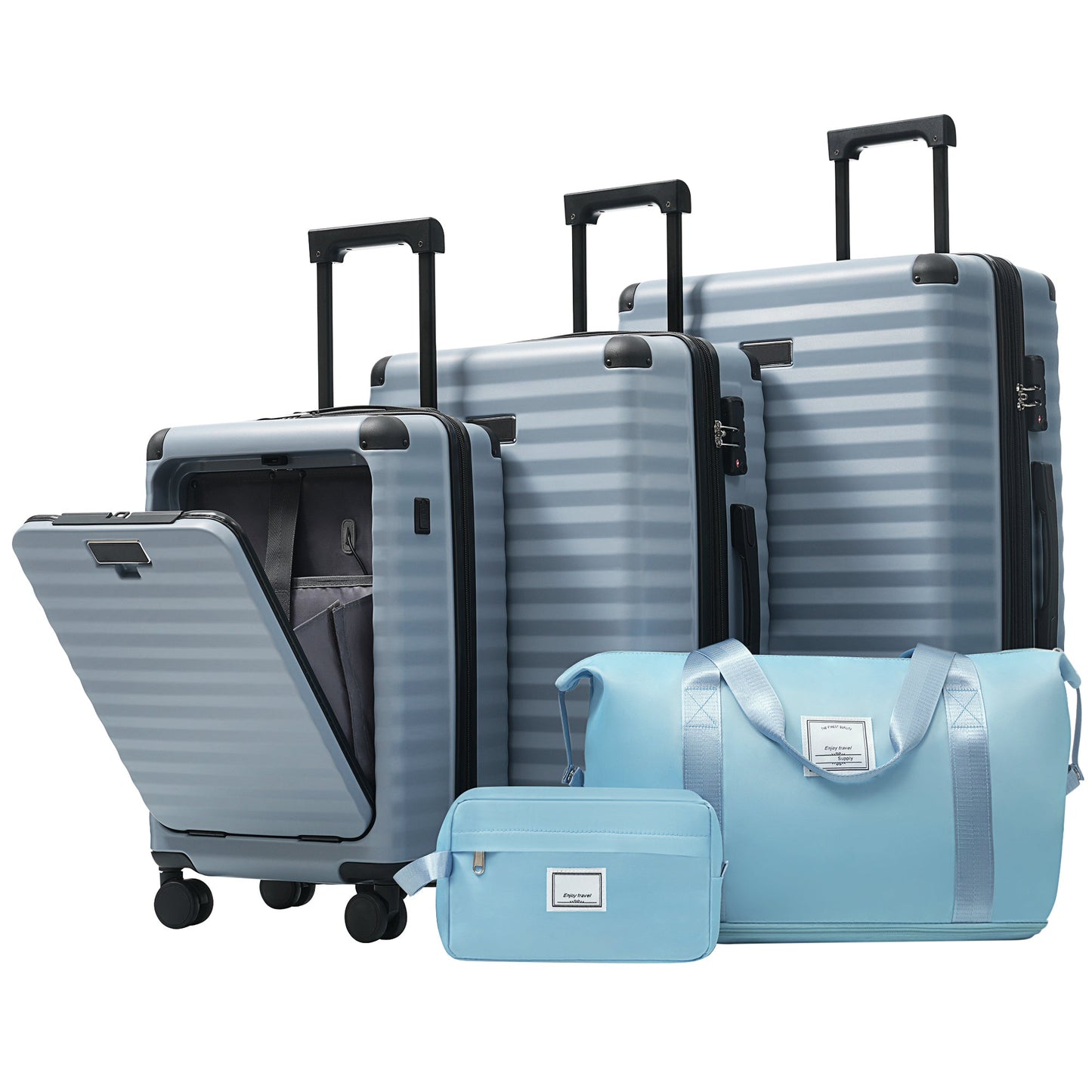 5-Piece ABS Hardshell Carry-On Luggage Set with Spinner Wheels,