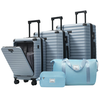 5-Piece ABS Hardshell Carry-On Luggage Set with Spinner Wheels,