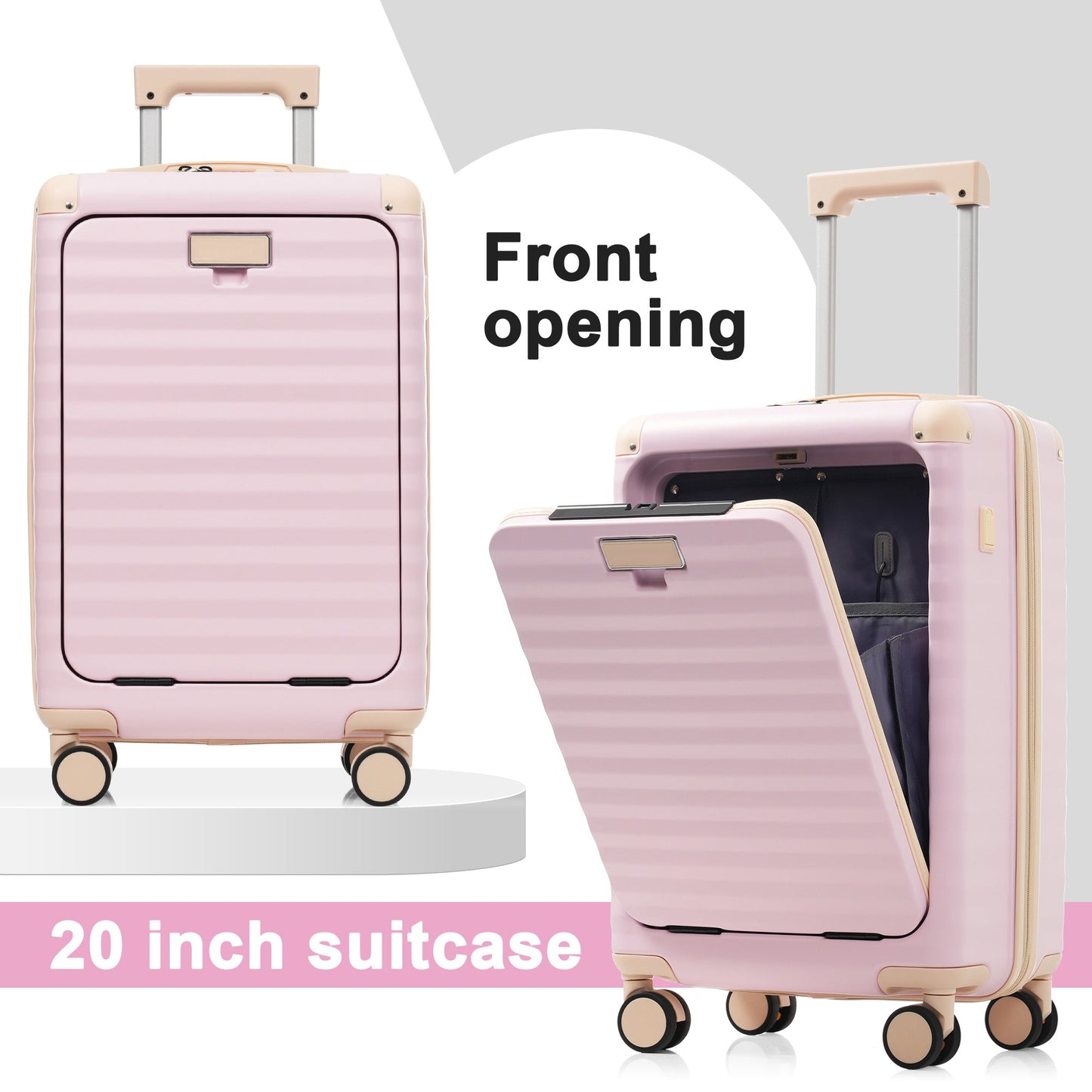 Luggage Sets 5 Piece with Front Opening , Hardside Expandable Carry on