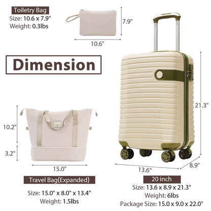 Luggage Sets 3 Piece Carry on Luggage 22x14x9 Airline Approved,