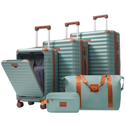 5-Piece ABS Hardshell Carry-On Luggage Set with Spinner Wheels,