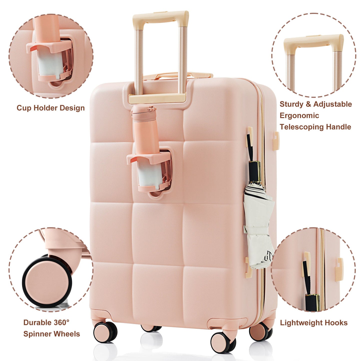 Luggage Set Light Gray ABS for travel organization