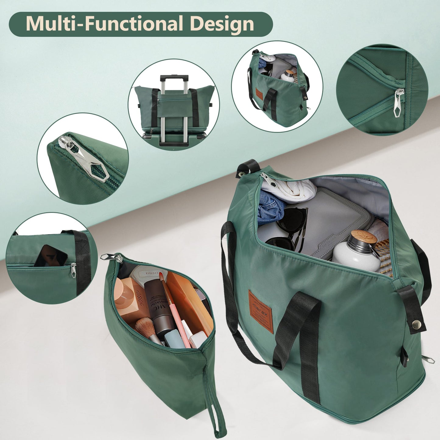 Luggage Set Black Brown ABS for travel organization