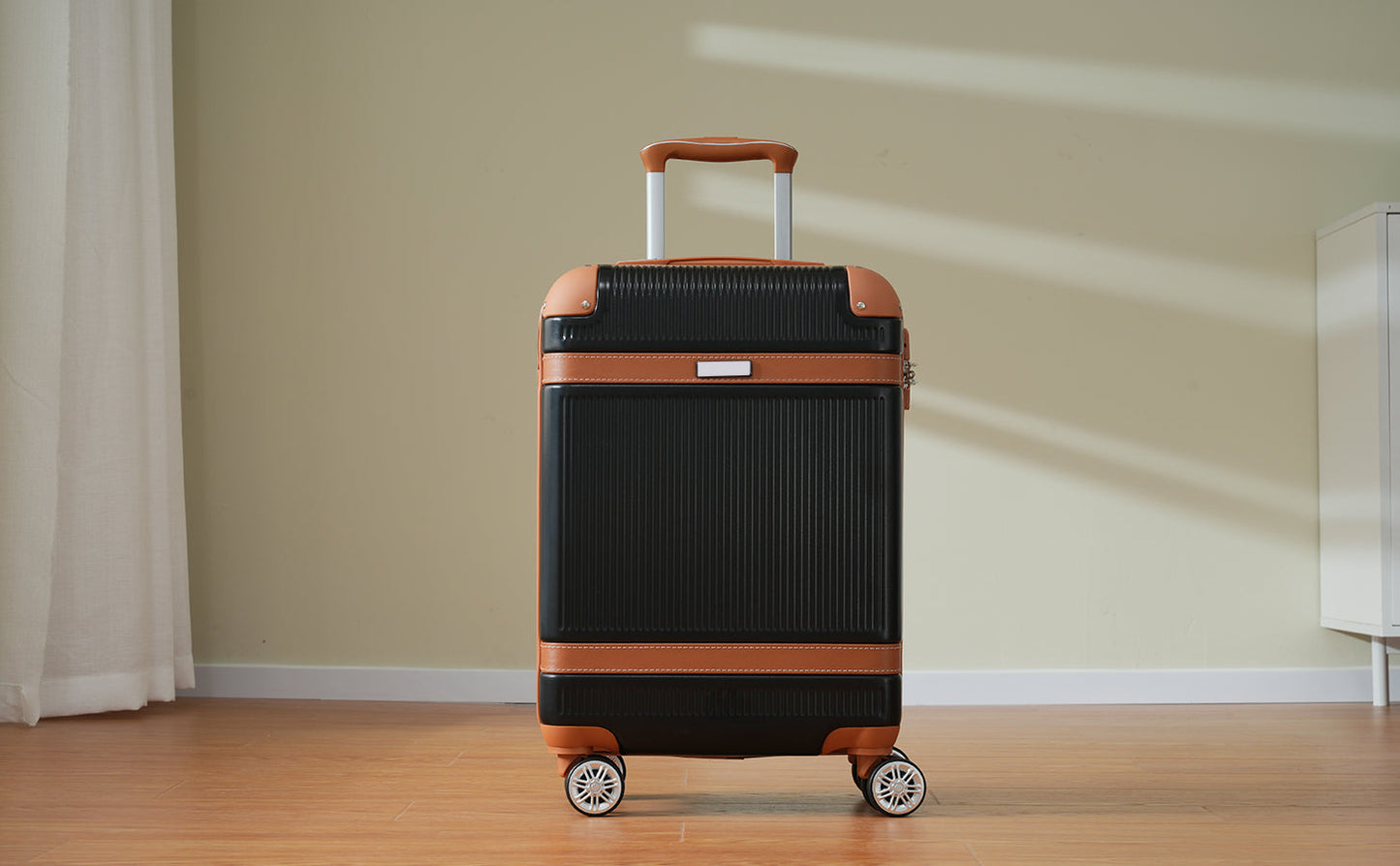 Black and Copper and Cream 3-Piece ABS Hardshell Carry-On Luggage Set