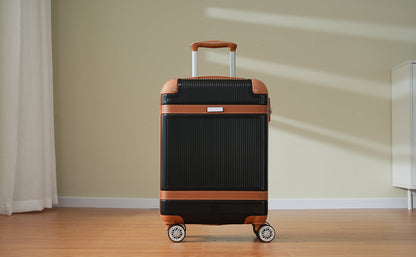 Black and Copper and Cream 3-Piece ABS Hardshell Carry-On Luggage Set