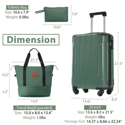 Luggage Set Black Brown ABS for travel organization