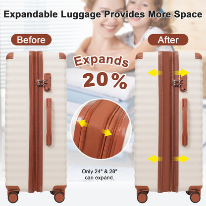 5-Piece ABS Hardshell Carry-On Luggage Set with Spinner Wheels,
