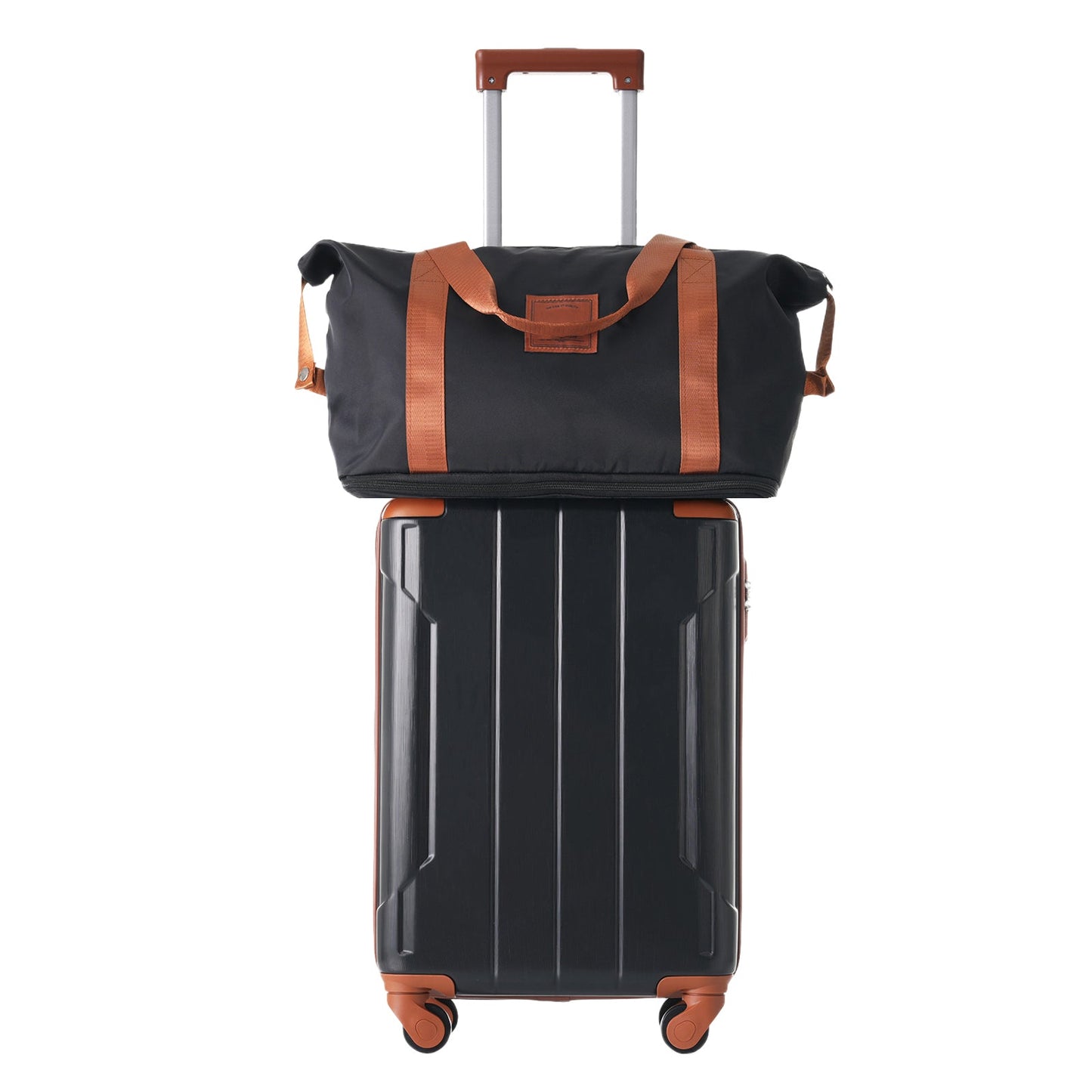 Luggage Set Black Brown ABS for travel organization