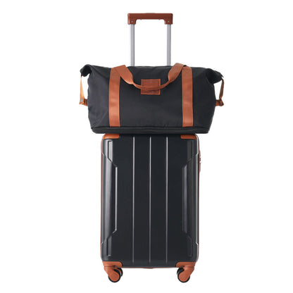 Luggage Set Black Brown ABS for travel organization