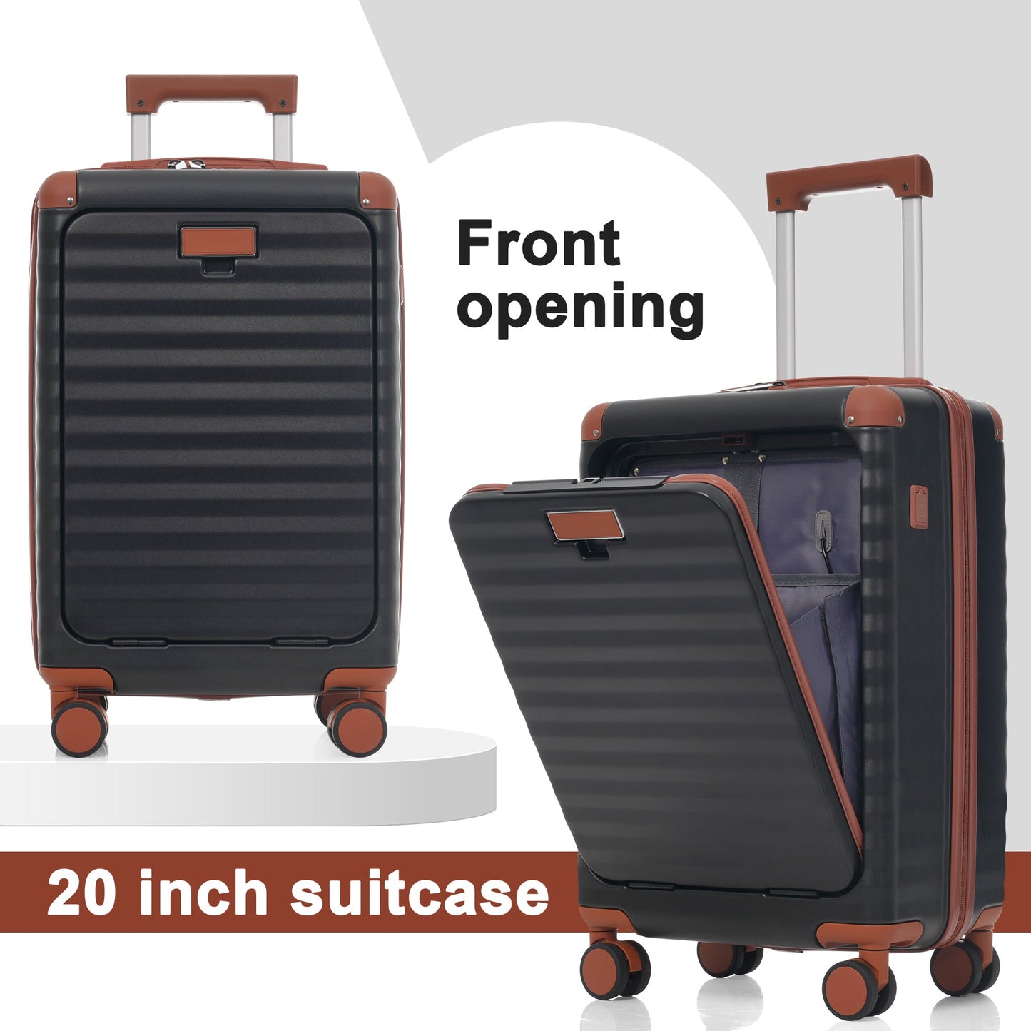 5-Piece ABS Hardshell Carry-On Luggage Set with Spinner Wheels,