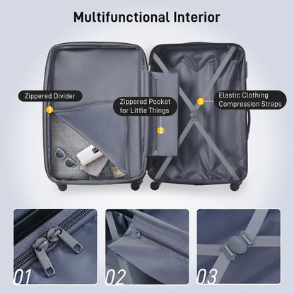 Luggage Set Brown+White ABS for travel organization