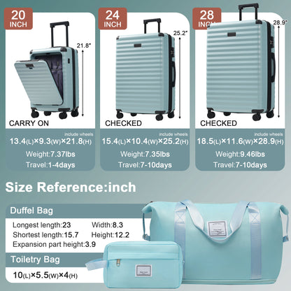 5-Piece ABS Hardshell Carry-On Luggage Set with Spinner Wheels,