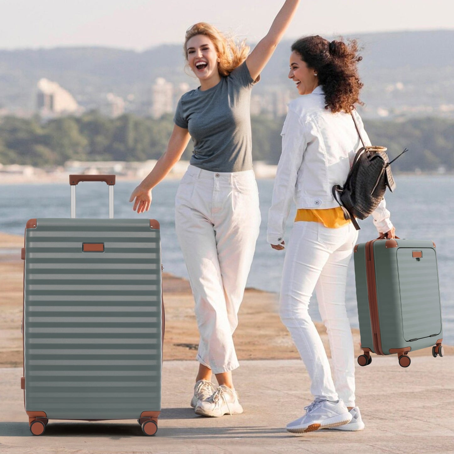 5-Piece ABS Hardshell Carry-On Luggage Set with Spinner Wheels,