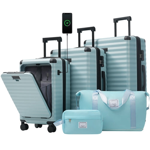 5-Piece ABS Hardshell Carry-On Luggage Set with Spinner Wheels,