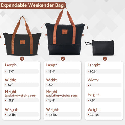 Luggage Set Black Brown ABS for travel organization
