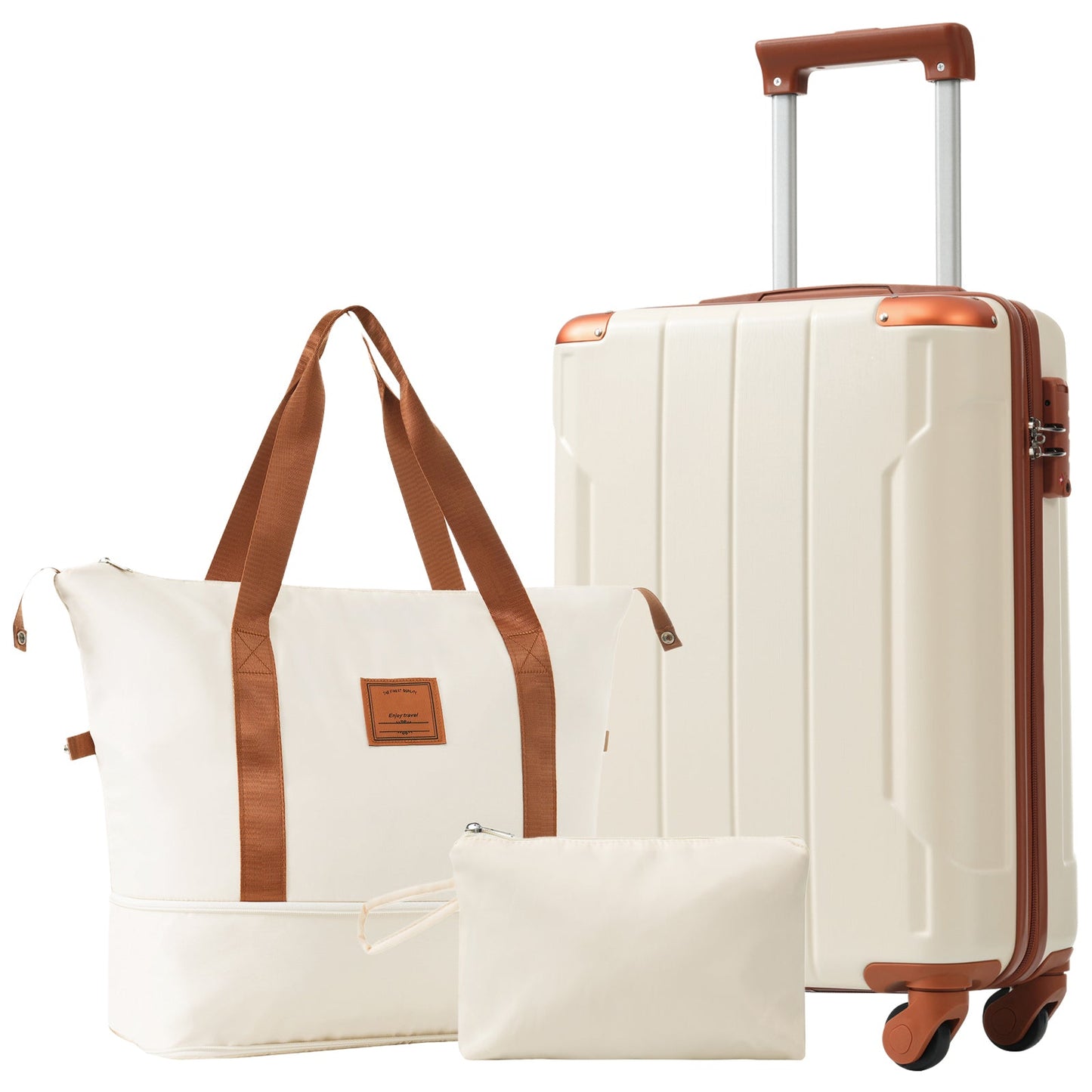 Luggage Set Black Brown ABS for travel organization