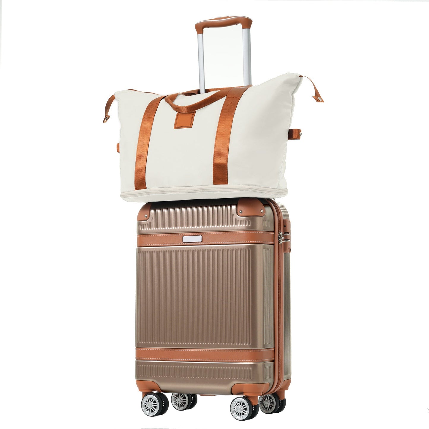 Black and Copper and Cream 3-Piece ABS Hardshell Carry-On Luggage Set