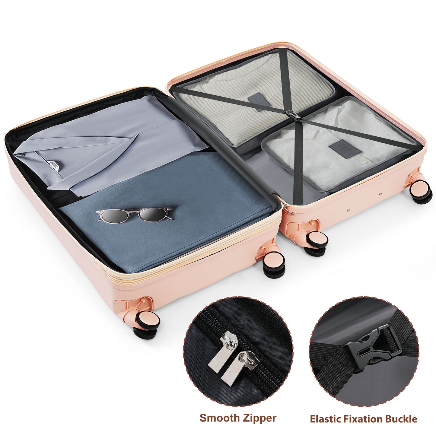 Luggage Set Light Gray ABS for travel organization